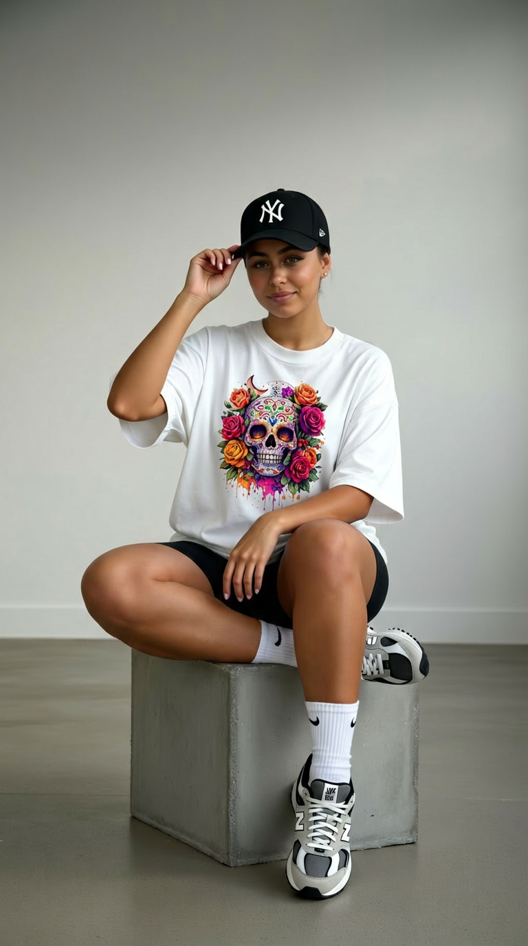 Day of the Dead Sugar Skull T-Shirt — Floral Calavera Tee
