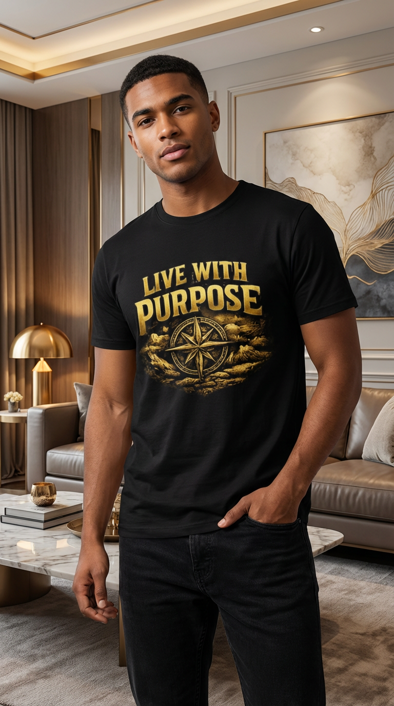 Live With Purpose Hoodie — Motivational Champion Hoodie with Compass Graphic