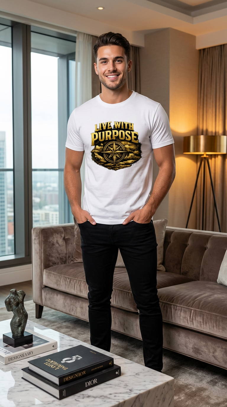 Live With Purpose Hoodie — Motivational Champion Hoodie with Compass Graphic