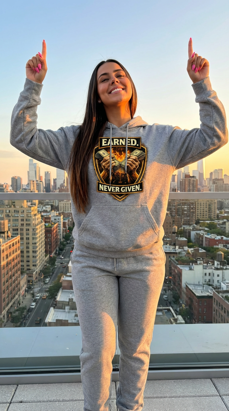 Champion Hoodie — 'Earned, Never Given' Motivational Sports Hoodie with Tiger Crest